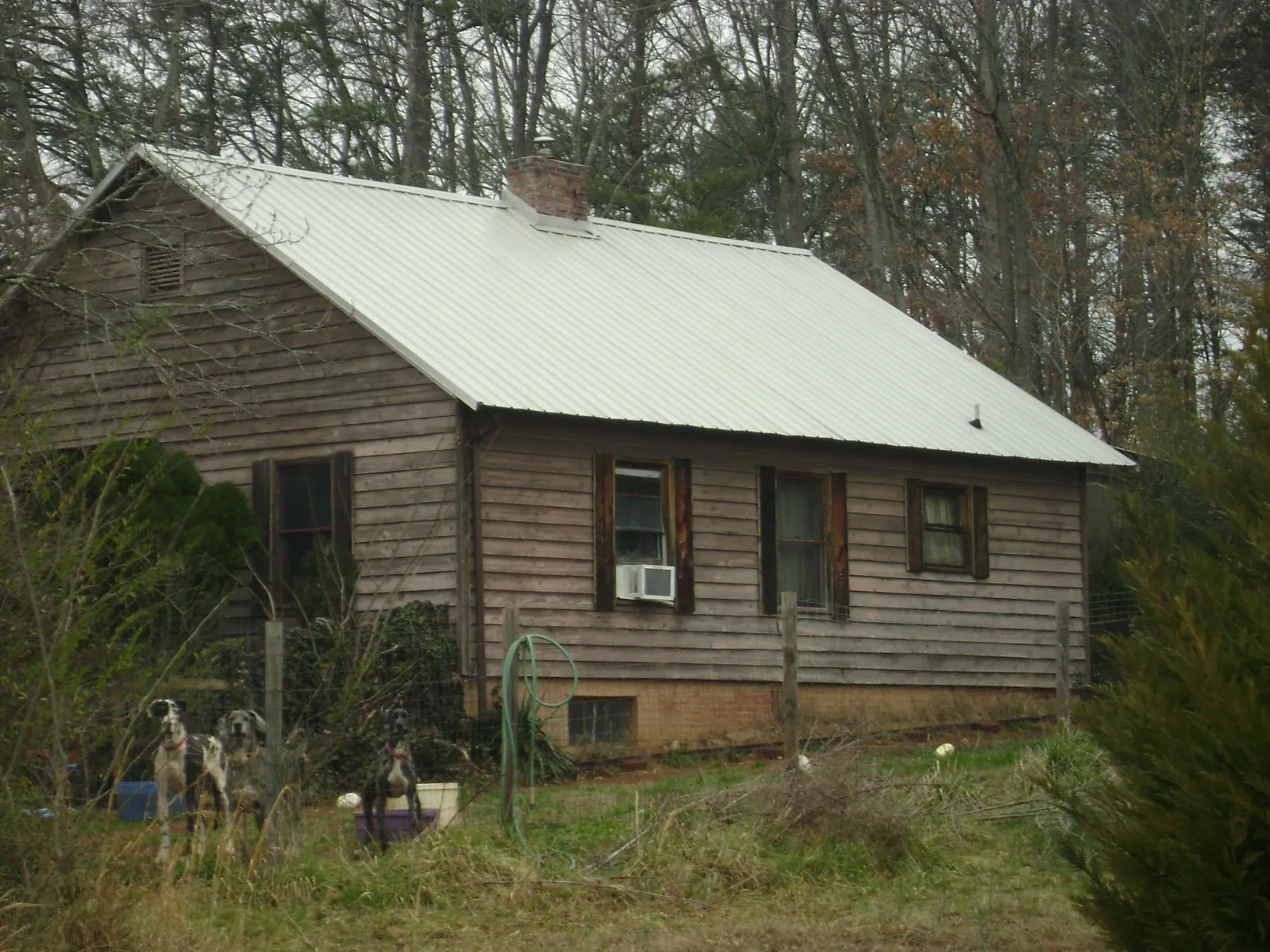 White metal roof on an old wood sided farmhouse, from a Metal Roof Installation job in Lakebay